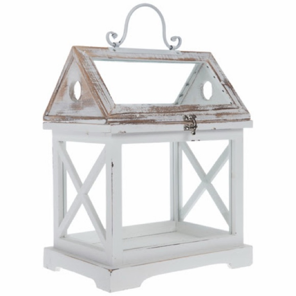 Vintage Distressed Wood and Glass Terrarium